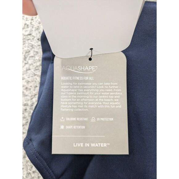 Dolfin Aquashape Women's Navy Blue High Waisted Contemporary Swim Bottom 2XL NEW - Picture 3 of 9